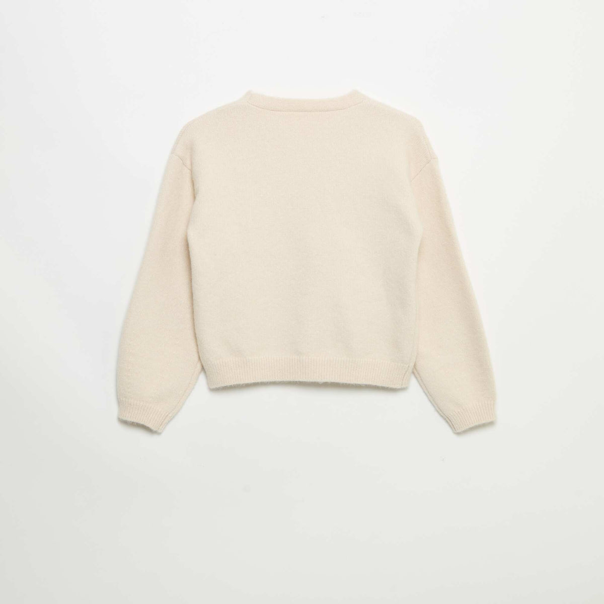 Pull en maille avec ouverture par nœuds BLANC