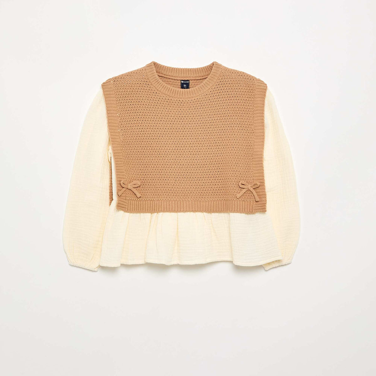 Pull 2 en 1 effet blouse BEIGE