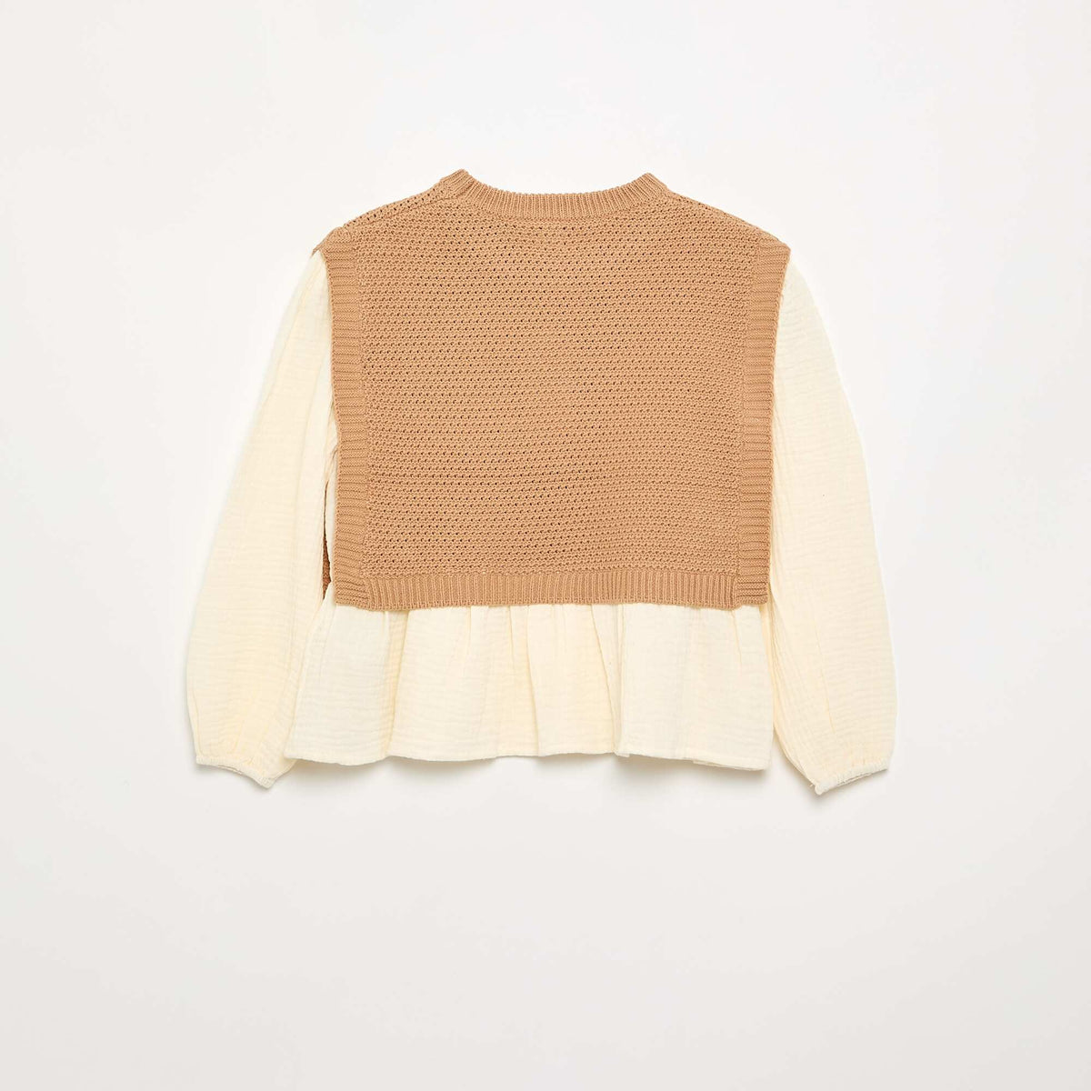 Pull 2 en 1 effet blouse BEIGE