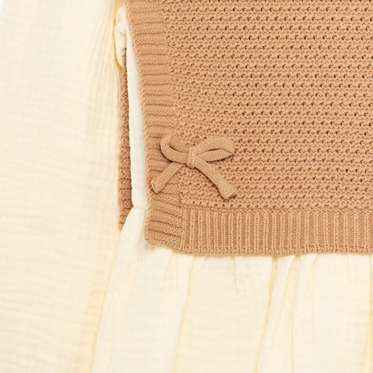 Pull 2 en 1 effet blouse BEIGE