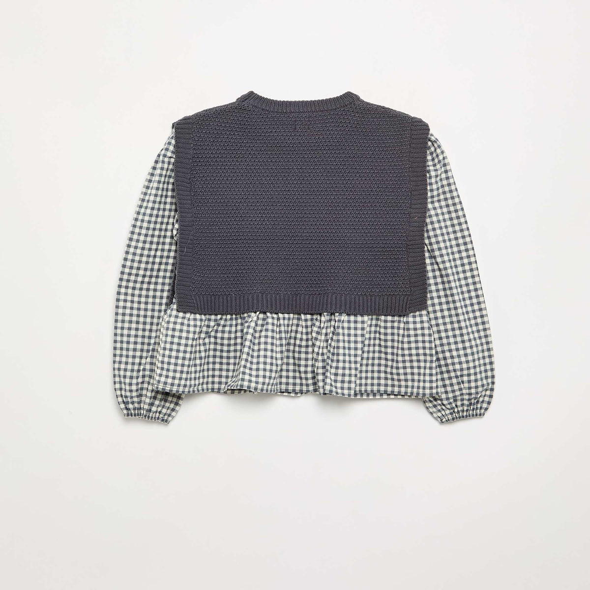 Pull 2 en 1 effet blouse GRIS