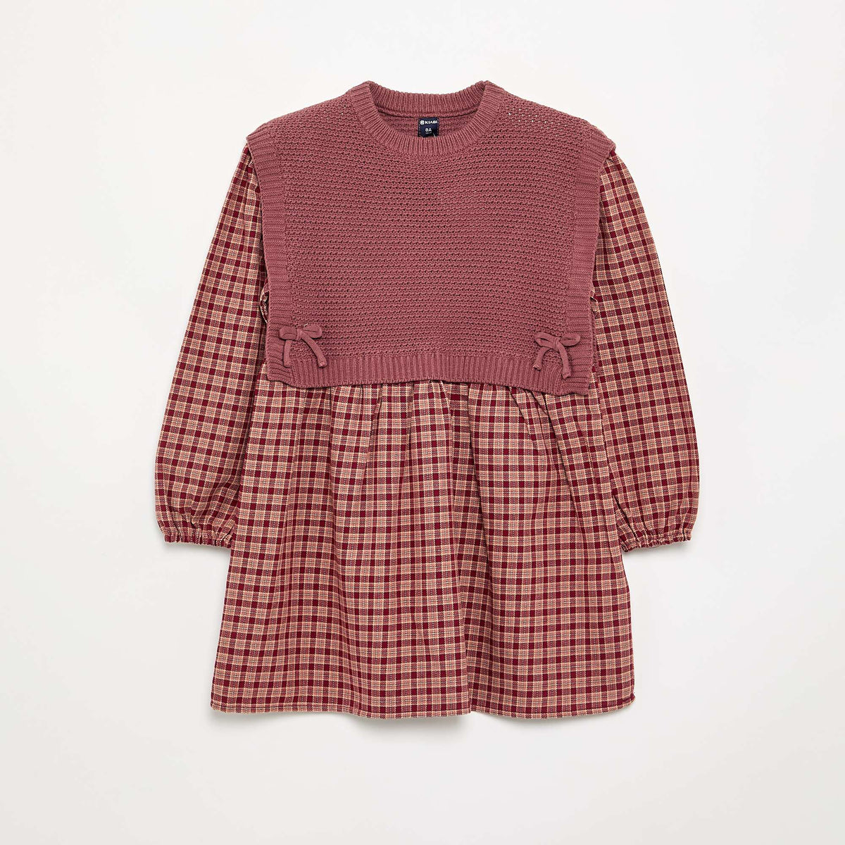 Robe 2 en 1 avec haut en maille et bas en flanelle ROUGE