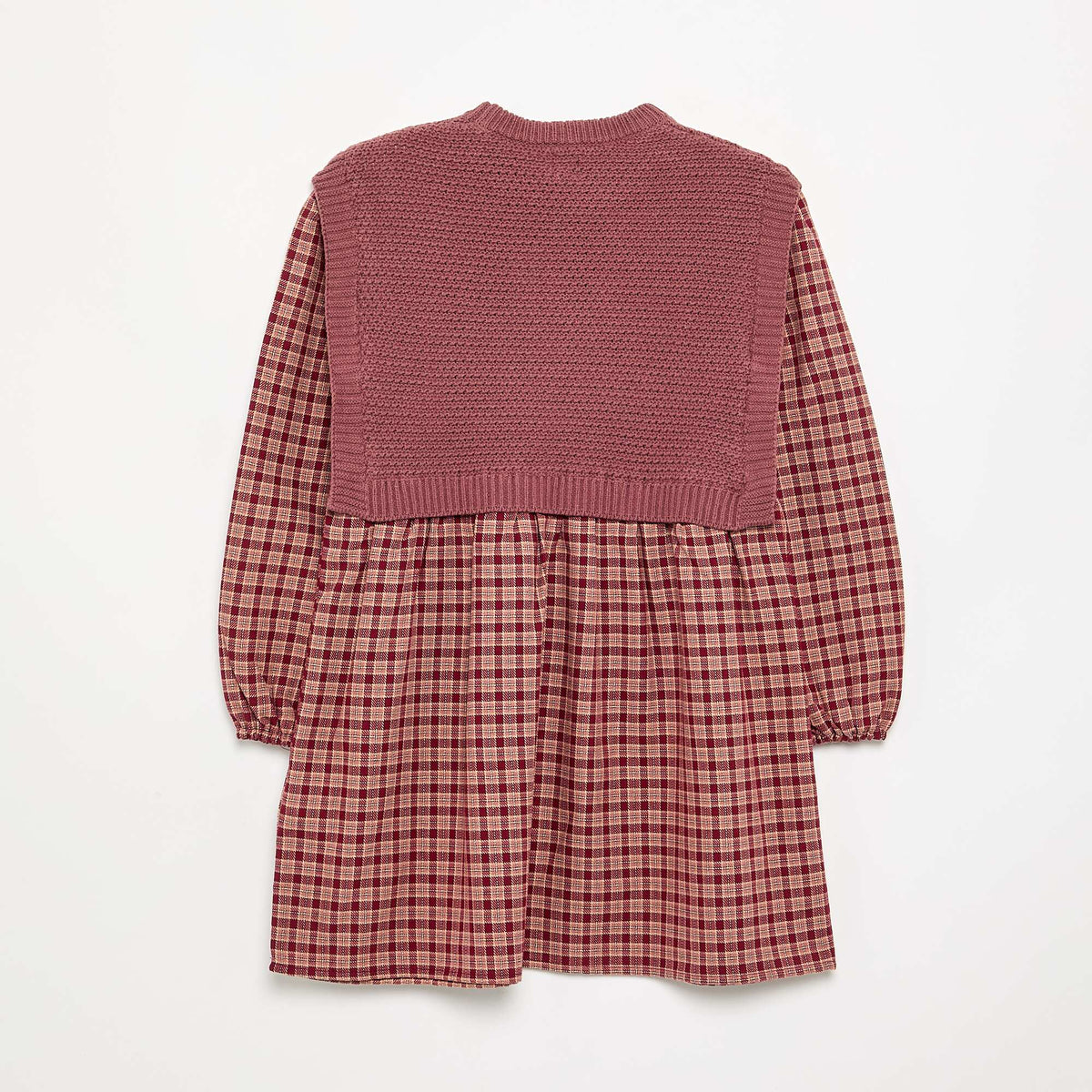 Robe 2 en 1 avec haut en maille et bas en flanelle ROUGE