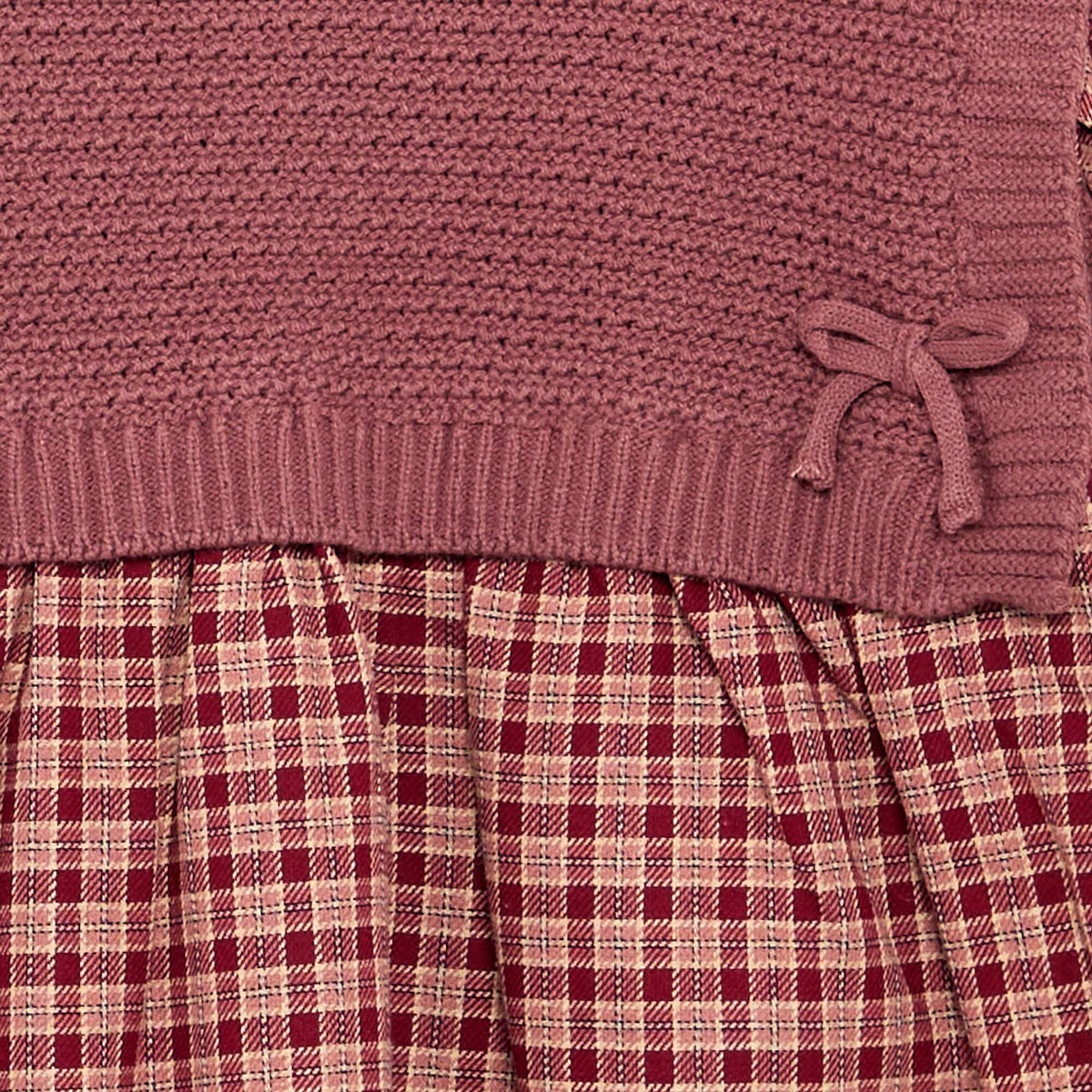 Robe 2 en 1 avec haut en maille et bas en flanelle ROUGE