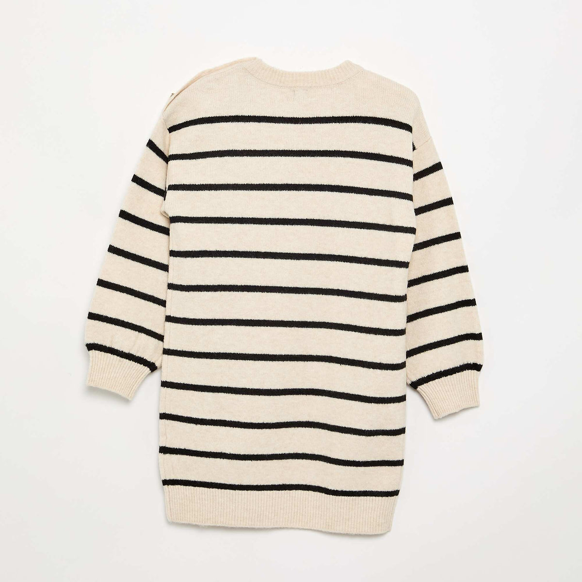 Robe pull à manches longues et col boutonné BEIGE