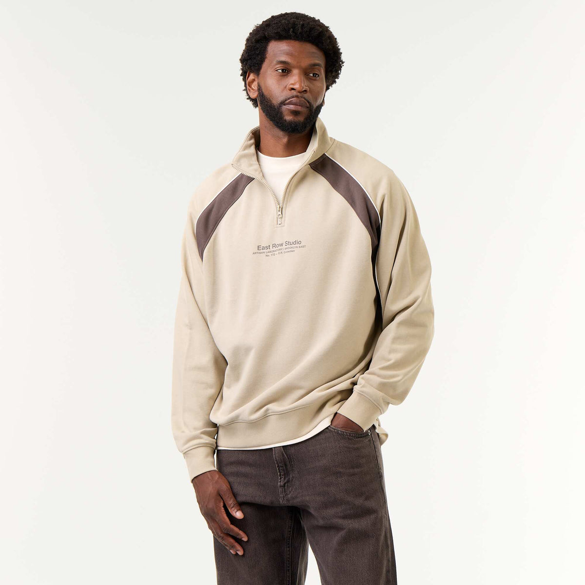 Pull en French Terry col camionneur BEIGE