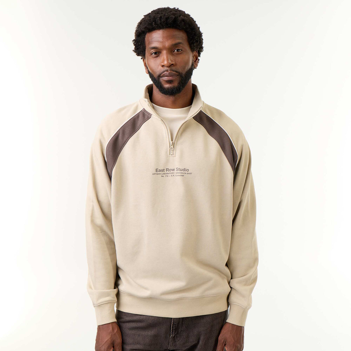 Pull en French Terry col camionneur BEIGE
