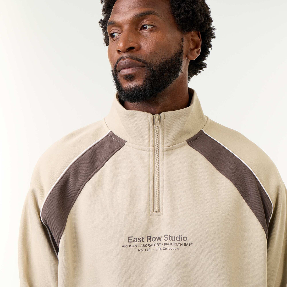 Pull en French Terry col camionneur BEIGE