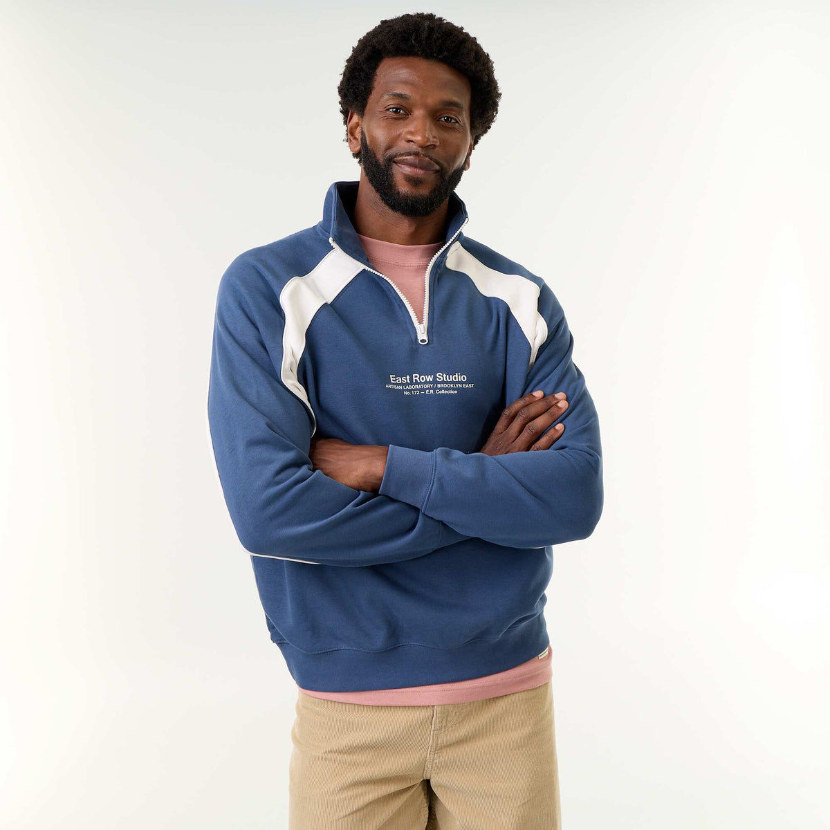 Pull en French Terry col camionneur BLEU