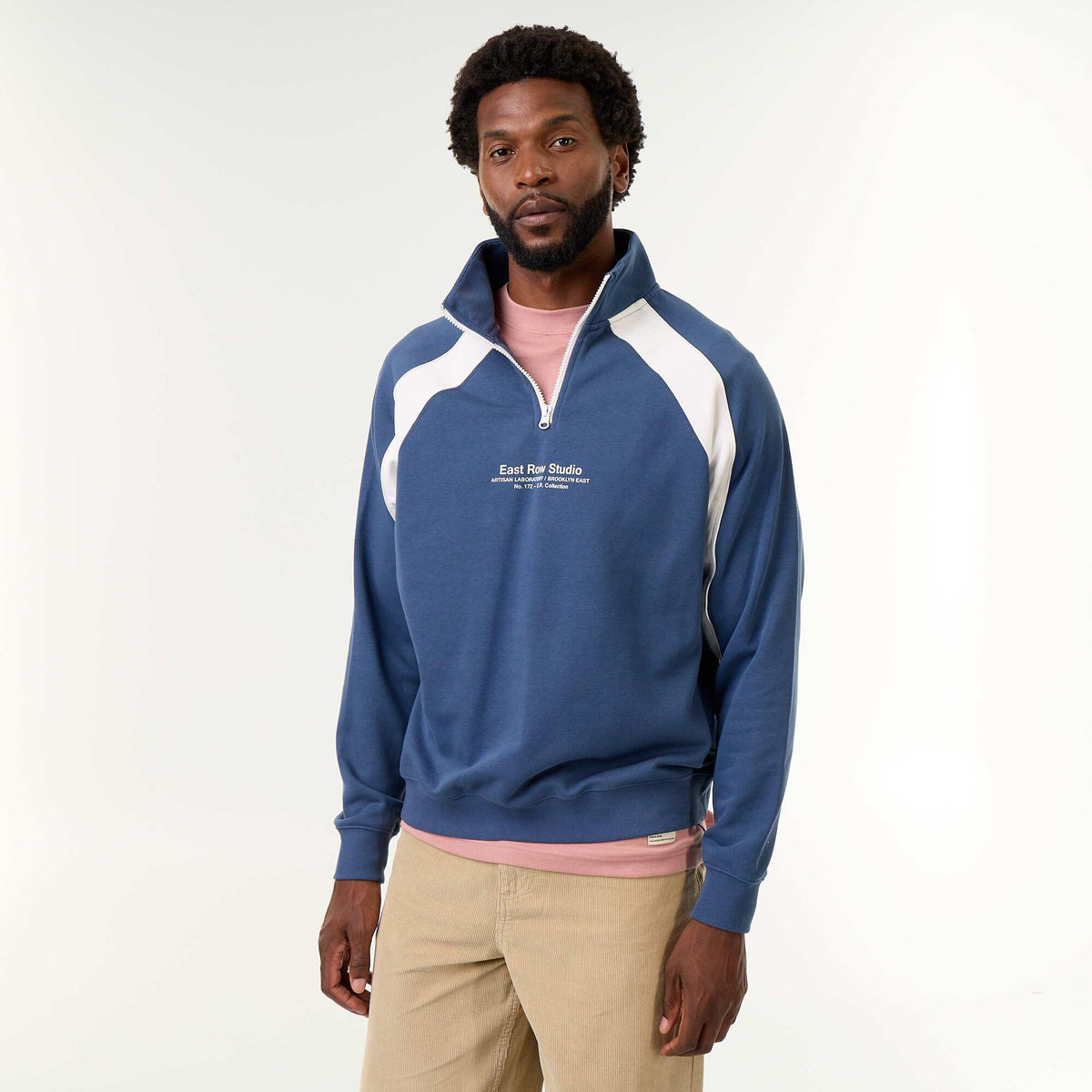 Pull en French Terry col camionneur BLEU