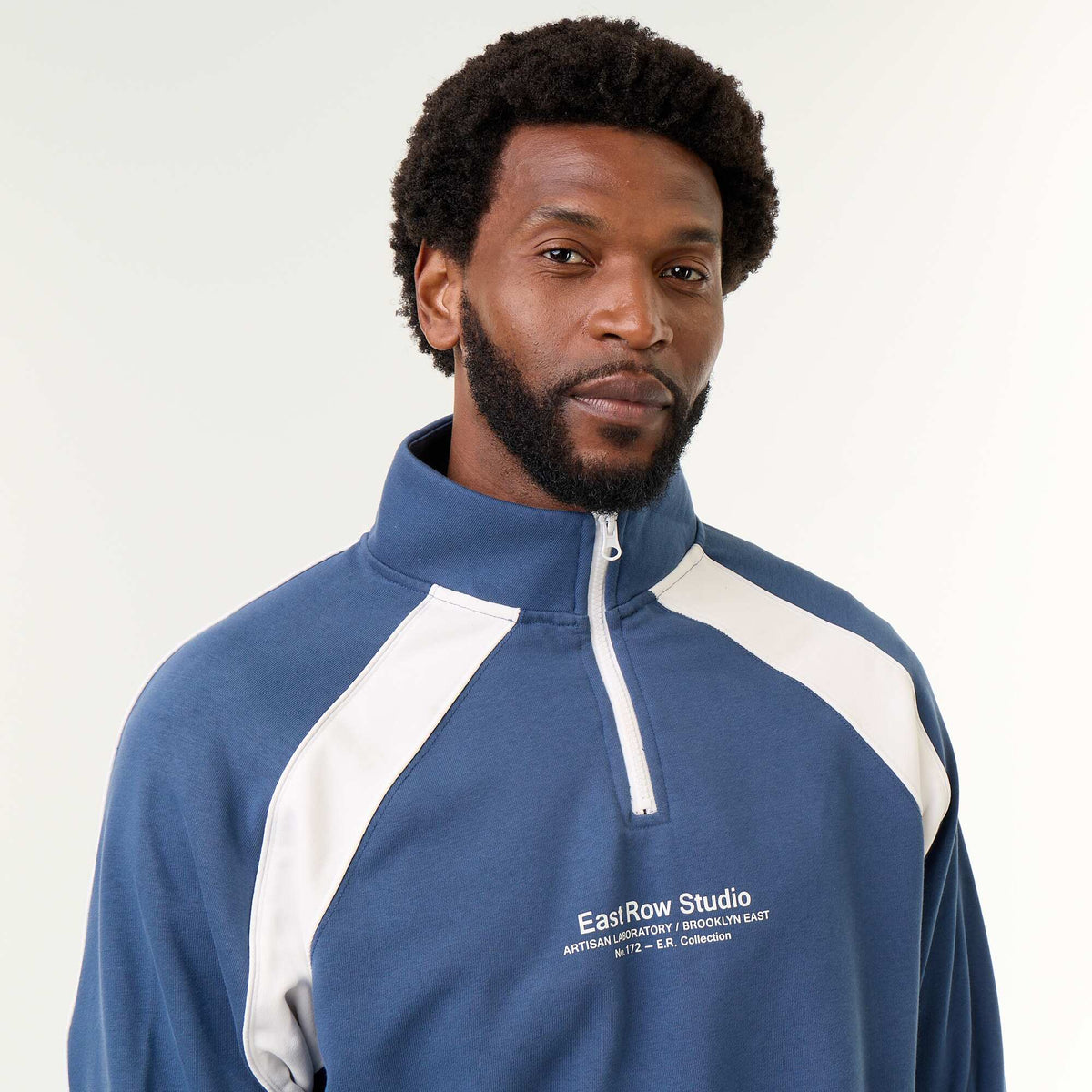 Pull en French Terry col camionneur BLEU