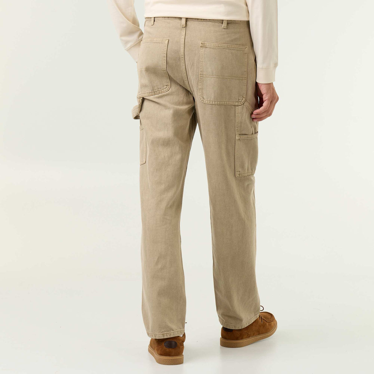 Pantalon style carpenter en denim BEIGE