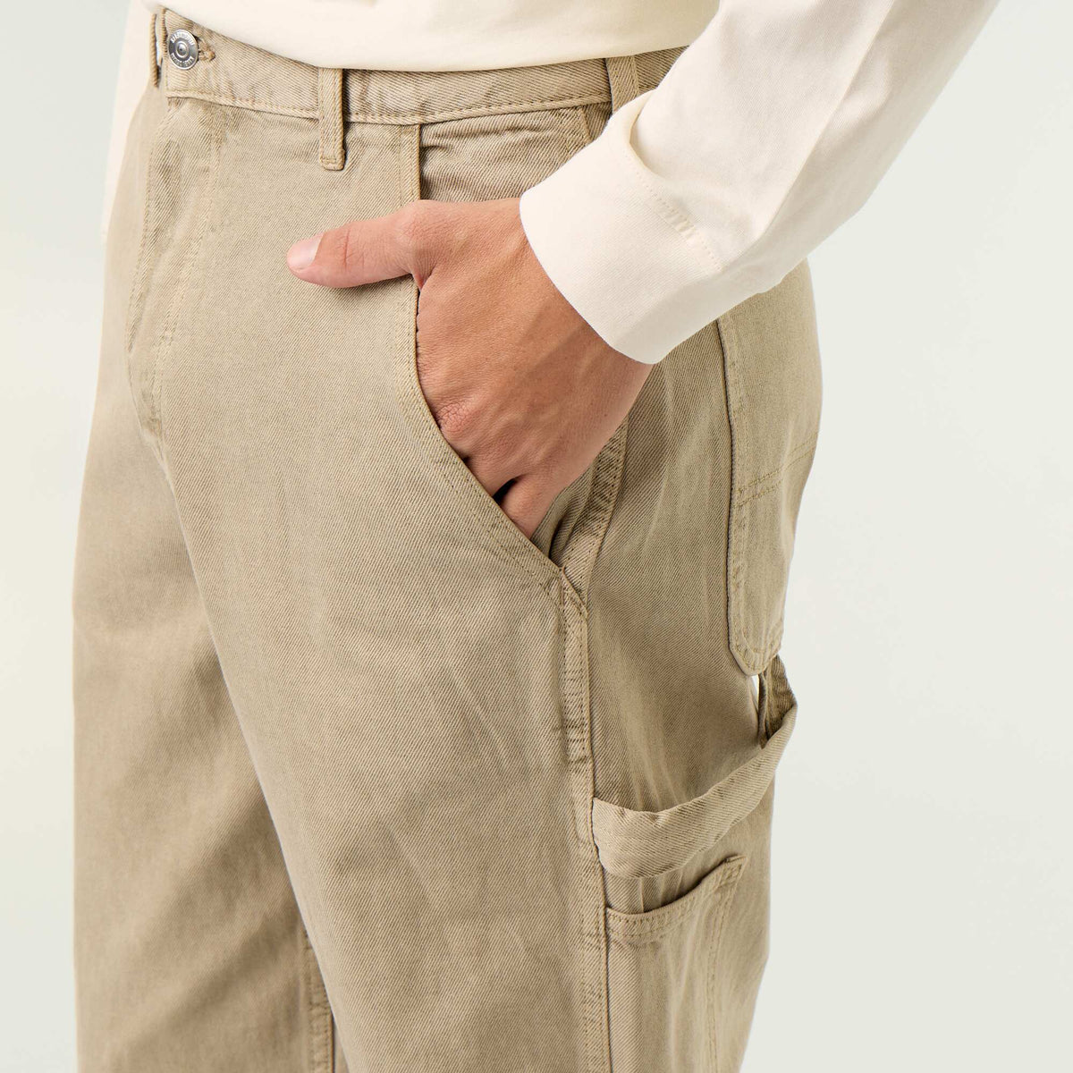 Pantalon style carpenter en denim BEIGE