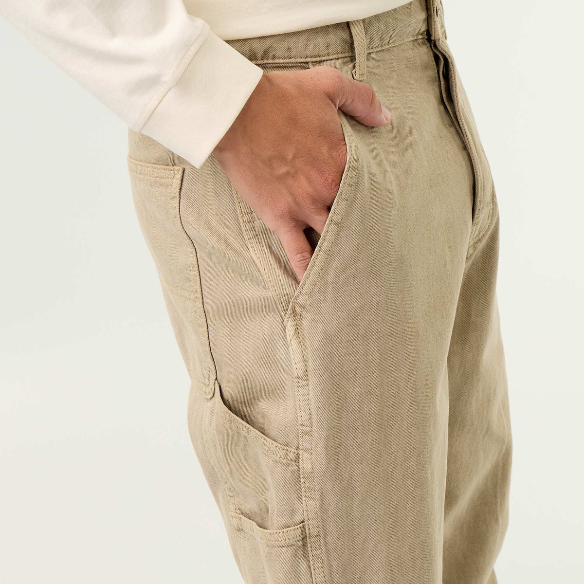 Pantalon style carpenter en denim BEIGE