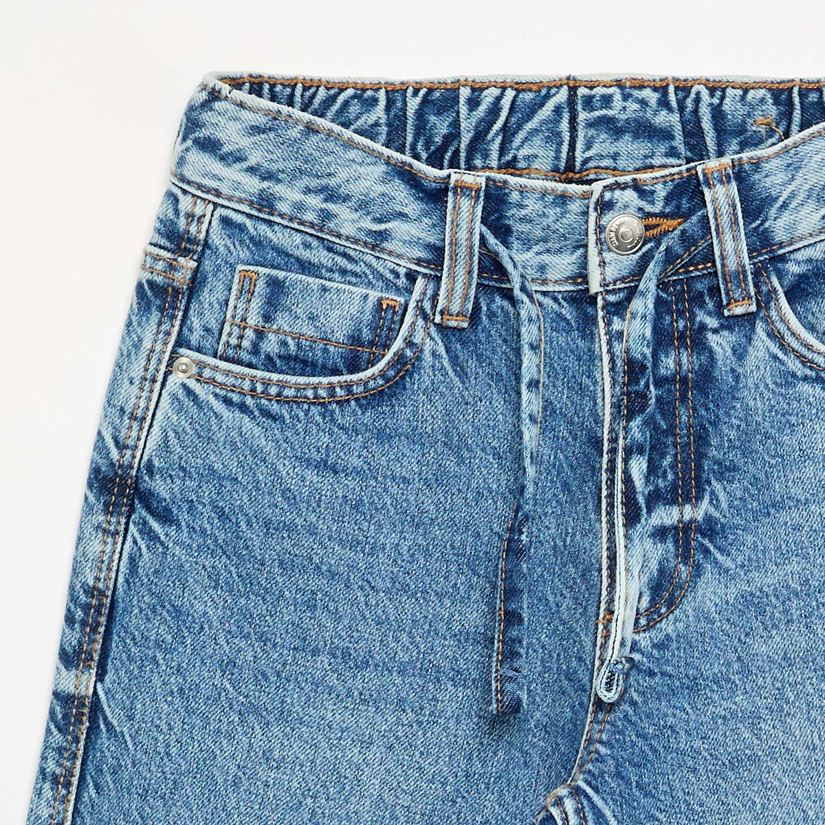 Pantalon en denim forme large BLEU