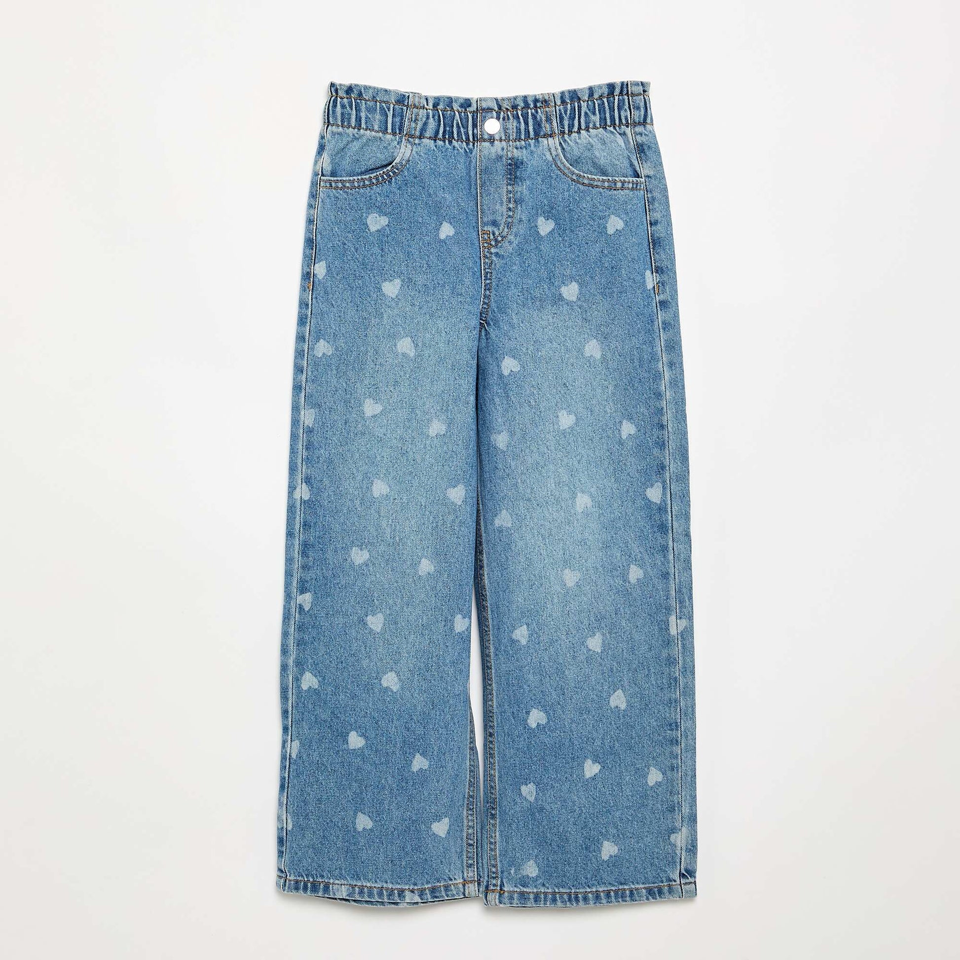 Pantalon large en denim BLEU