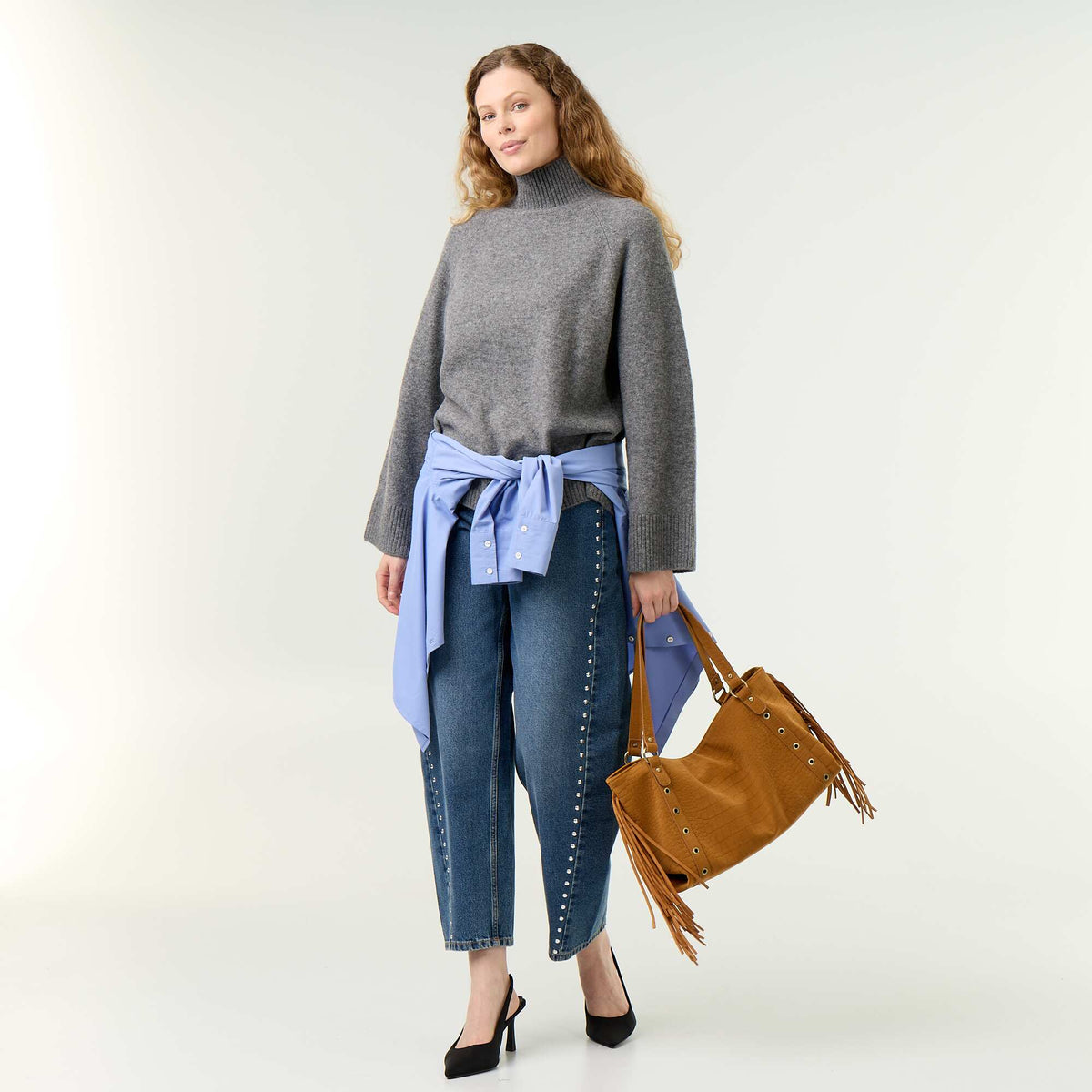 Pull chaud col montant GRIS