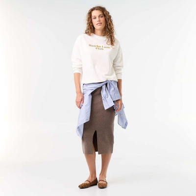 Jupe midi en matière ottoman BEIGE
