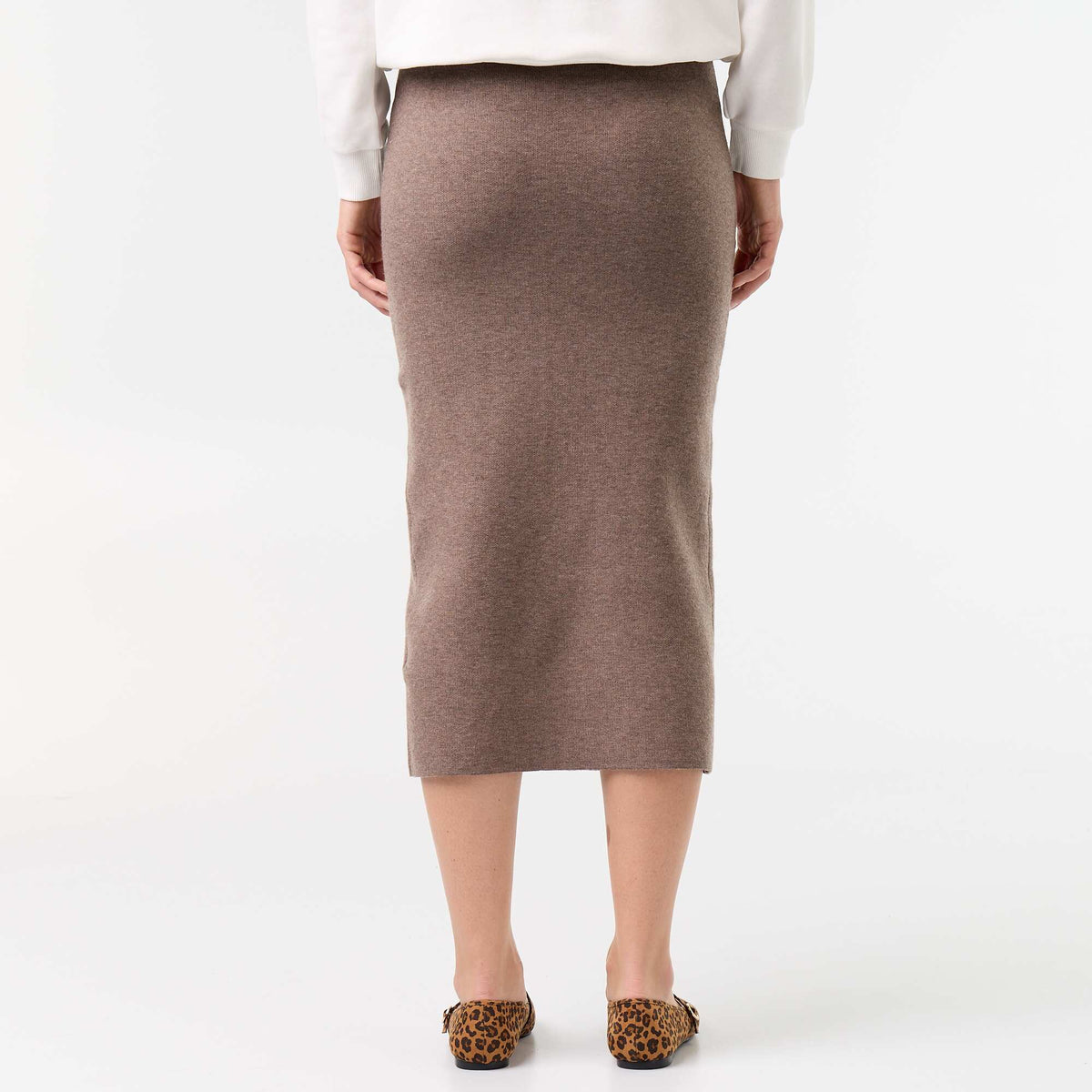Jupe midi en matière ottoman BEIGE