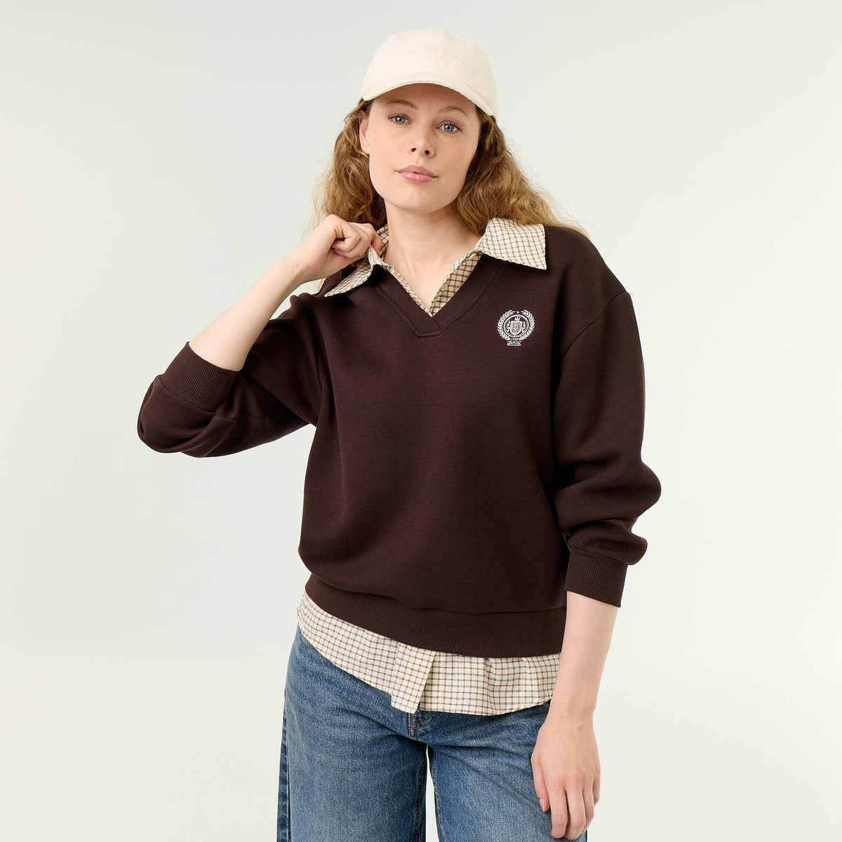 Sweat chemise 2 en 1 MARRON