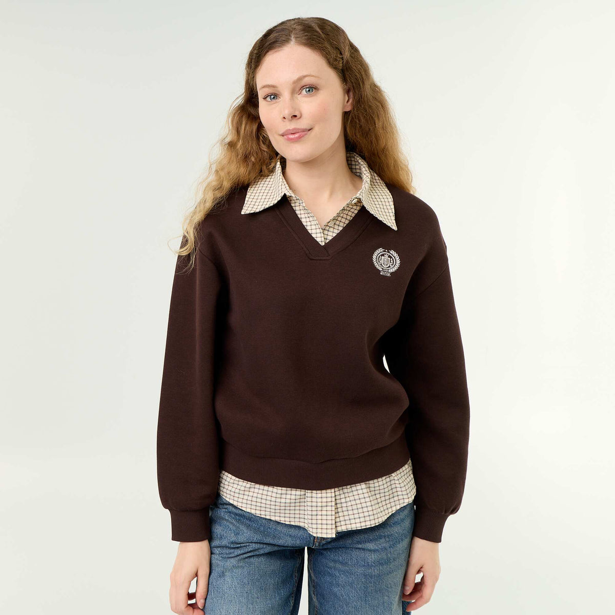 Sweat chemise 2 en 1 MARRON
