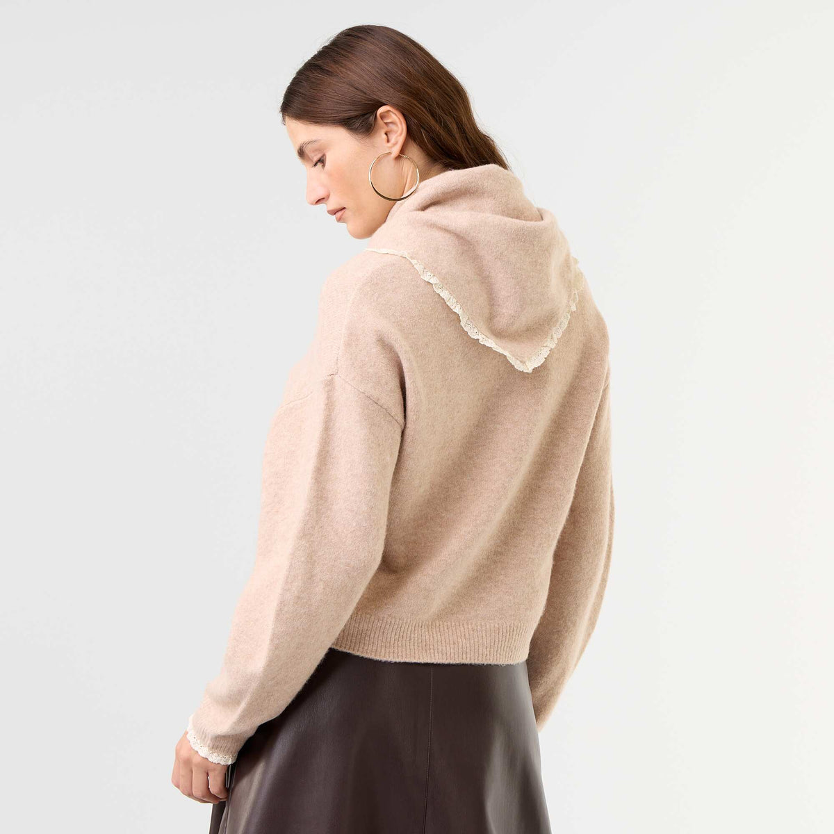 Pull avec foulard assorti BEIGE