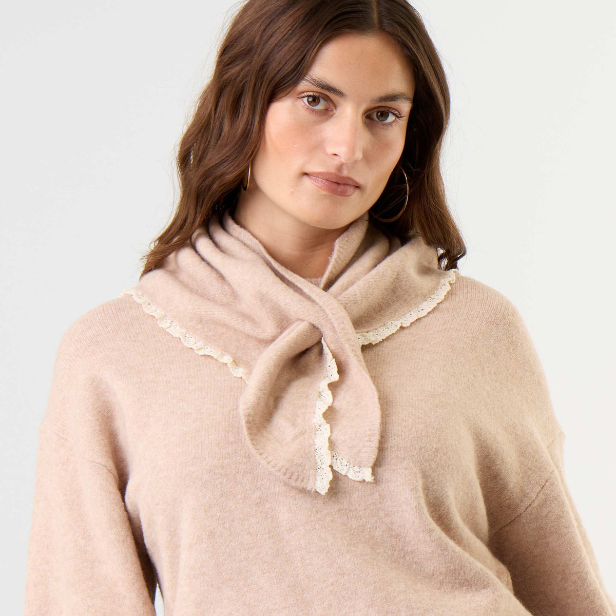 Pull avec foulard assorti BEIGE