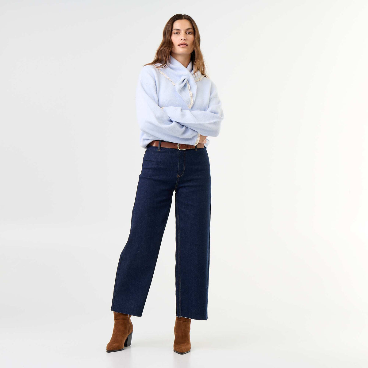 Pull avec foulard assorti BLEU