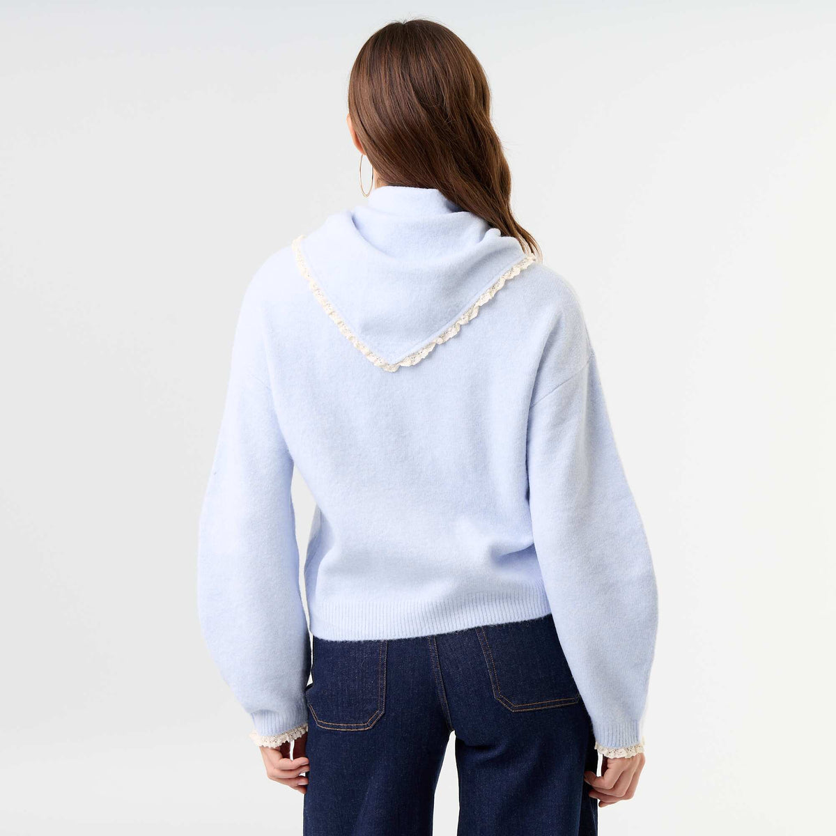 Pull avec foulard assorti BLEU