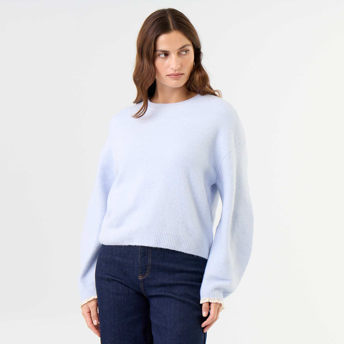 Pull avec foulard assorti BLEU