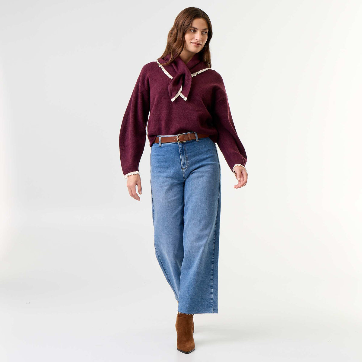 Pull avec foulard assorti VIOLET