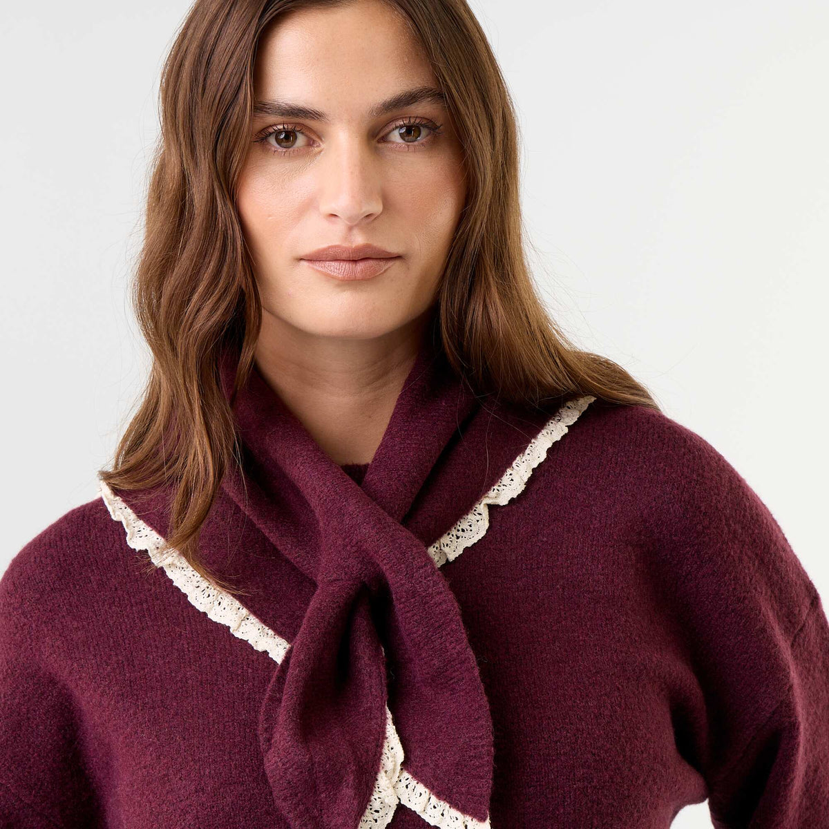 Pull avec foulard assorti VIOLET