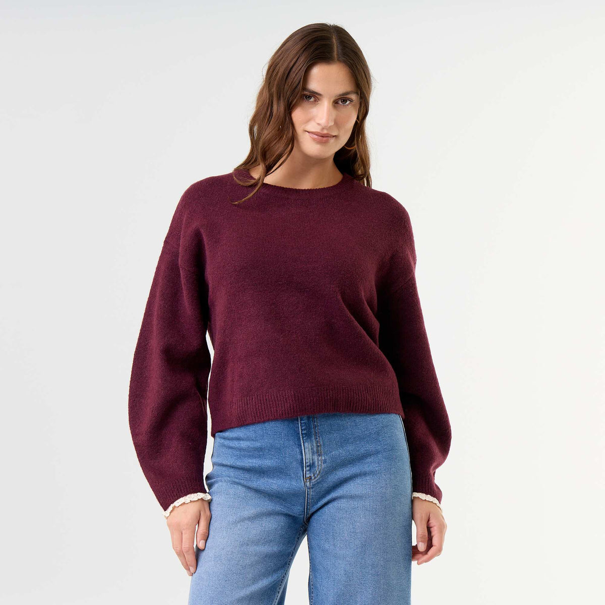 Pull avec foulard assorti VIOLET