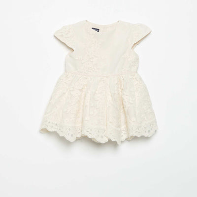 Robe de princesse en tulle brodé BLANC