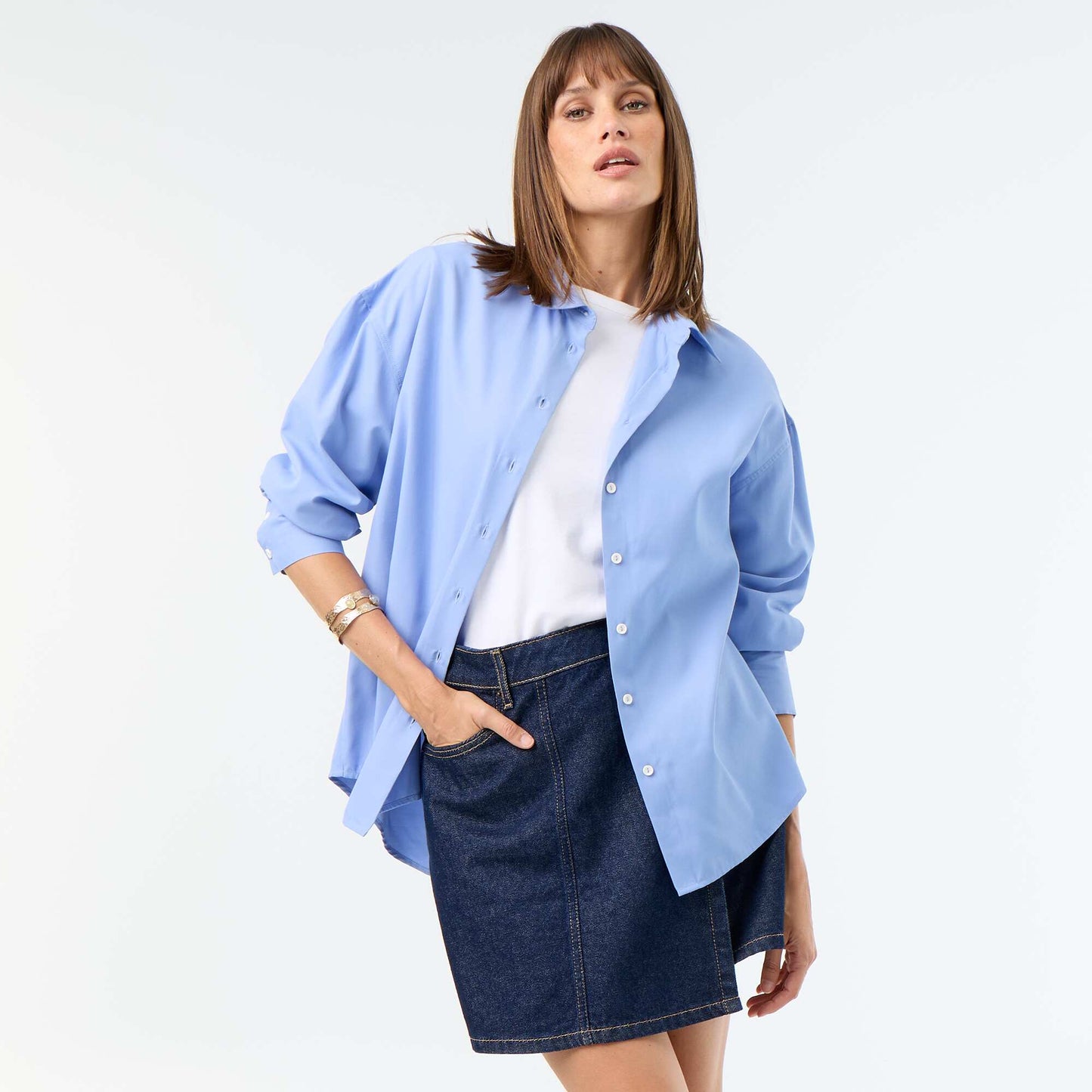 Jupe short en denim brut BLEU