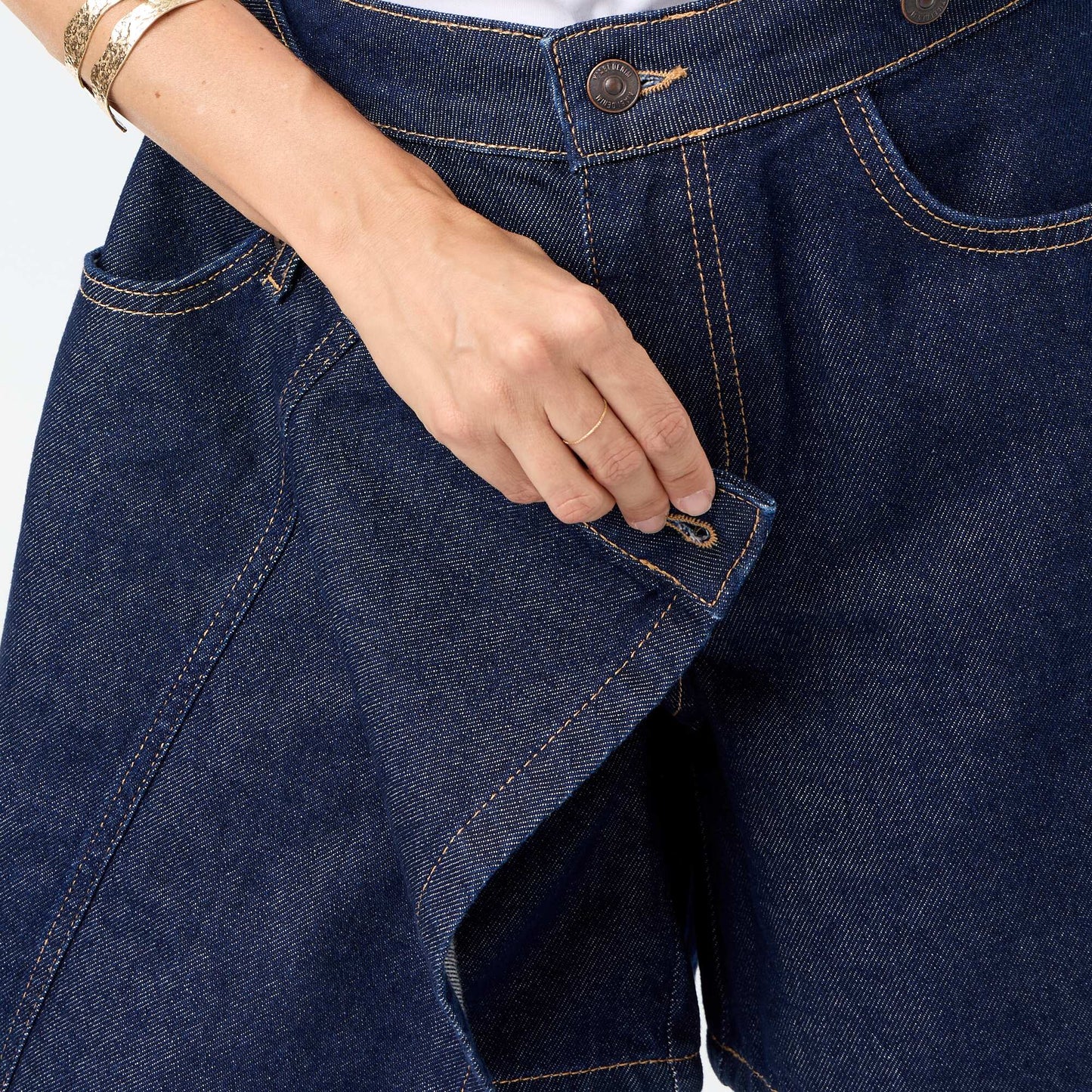 Jupe short en denim brut BLEU
