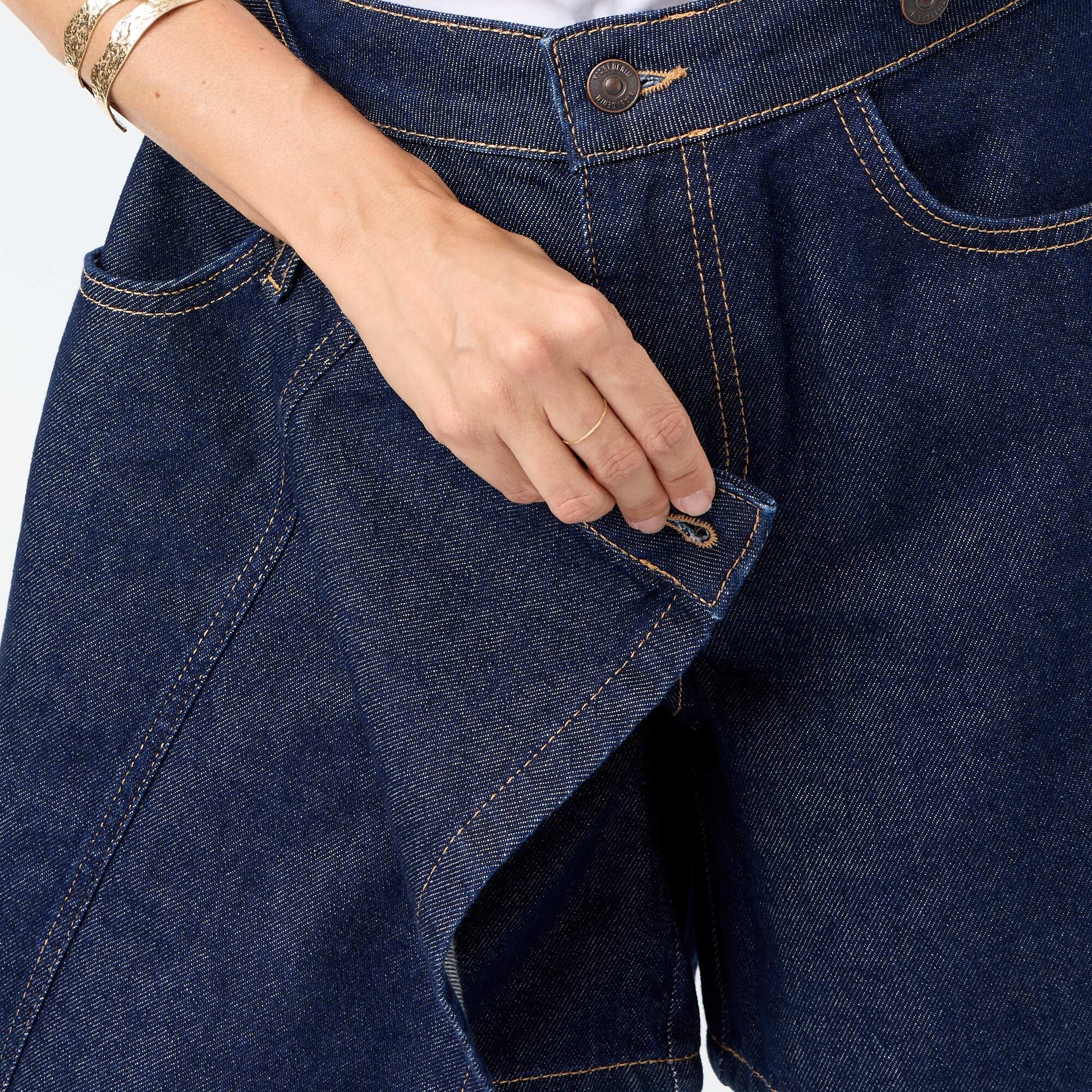 Jupe short en denim brut BLEU