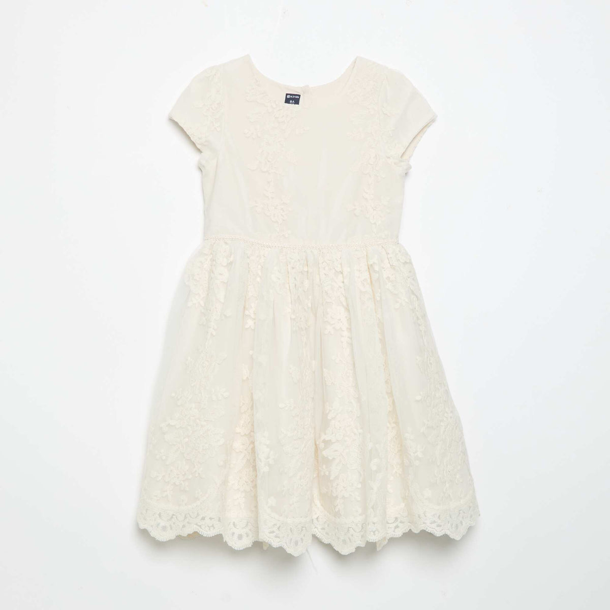 Robe de princesse en tulle avec broderies anglaises BLANC
