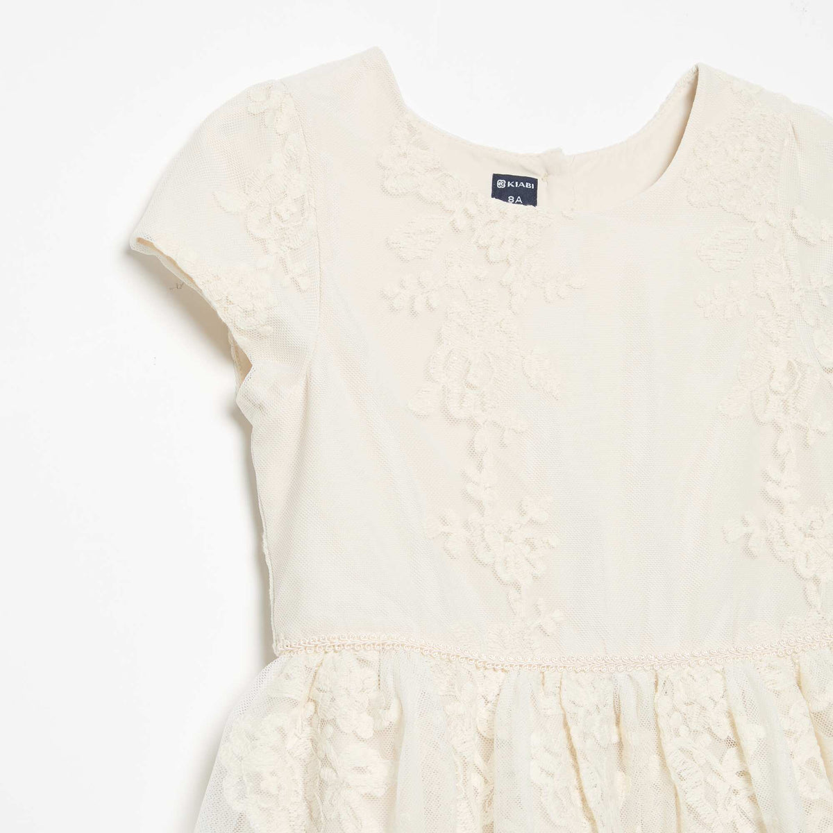 Robe de princesse en tulle avec broderies anglaises BLANC