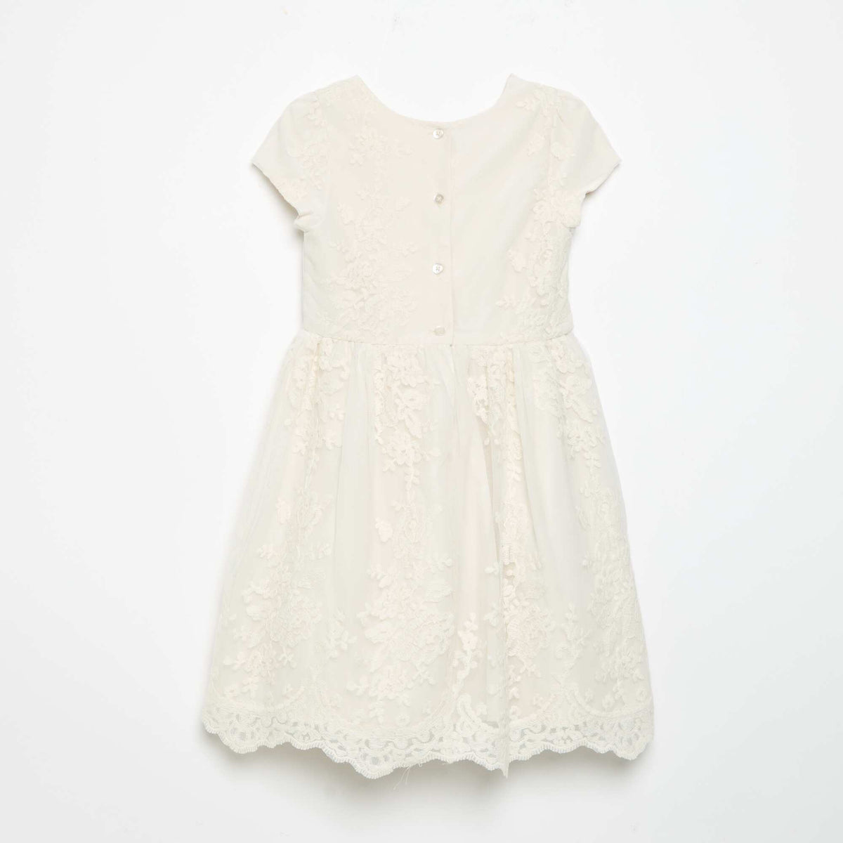 Robe de princesse en tulle avec broderies anglaises BLANC