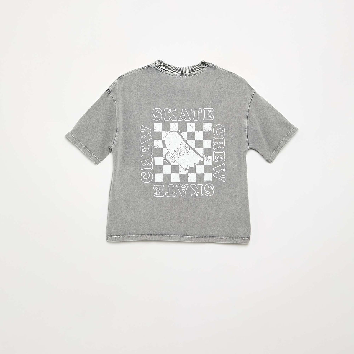T-shirt brodé et imprimé à manches courtes GRIS