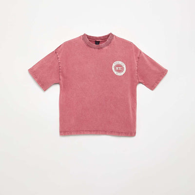 T-shirt brodé et imprimé à manches courtes ROSE
