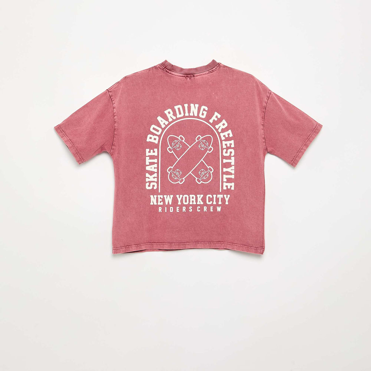 T-shirt brodé et imprimé à manches courtes ROSE