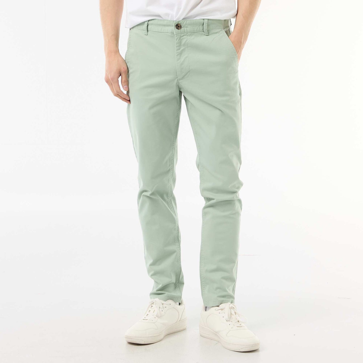 Pantalon chino slim VERT