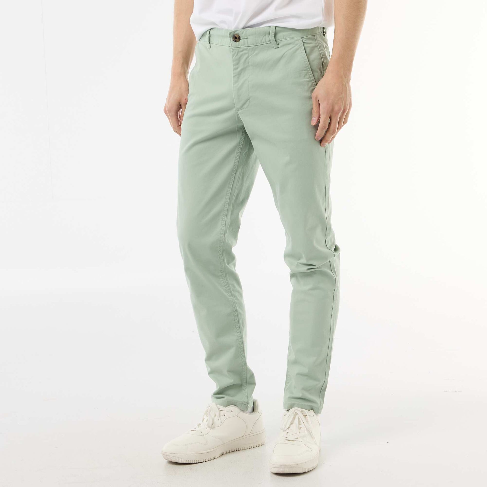 Pantalon chino slim VERT