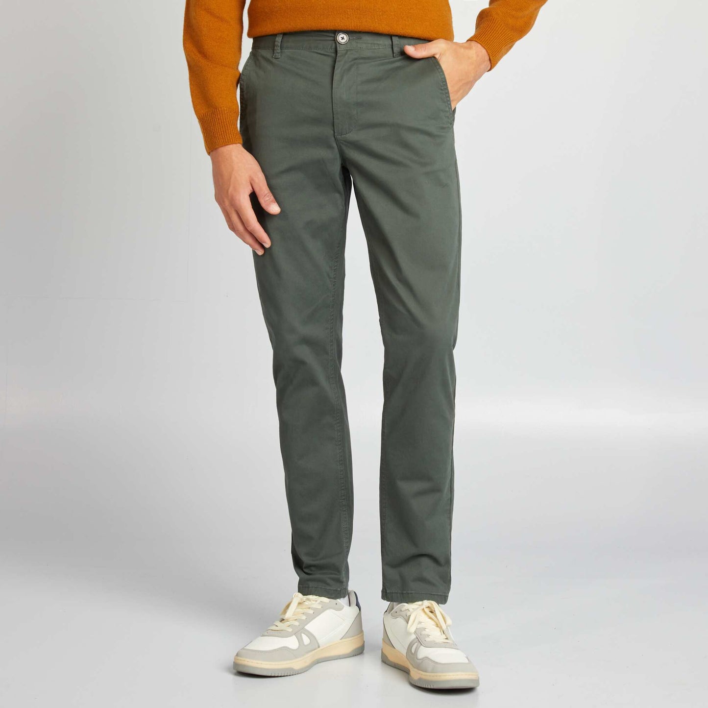 Pantalon chino slim Vert