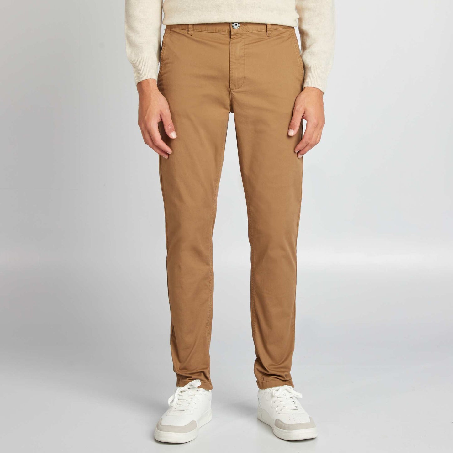 Pantalon chino slim Camel