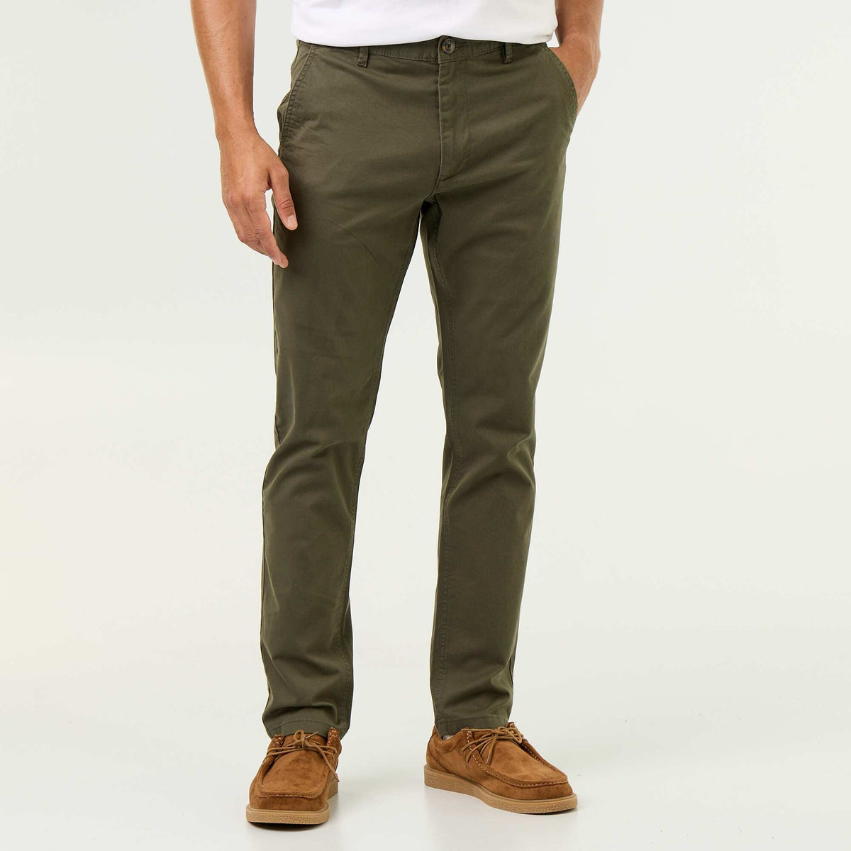 Pantalon chino slim VERT