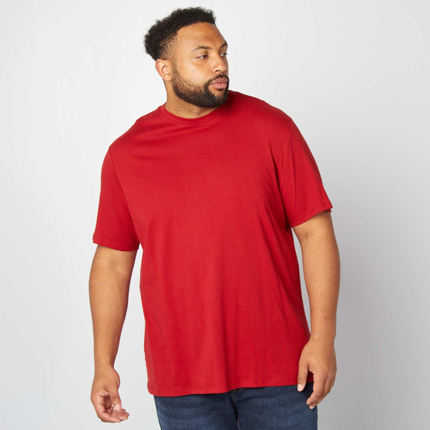 T-shirt uni en maille jersey Rouge