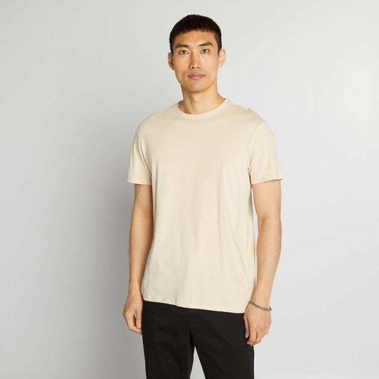 T-shirt droit en jersey uni beige